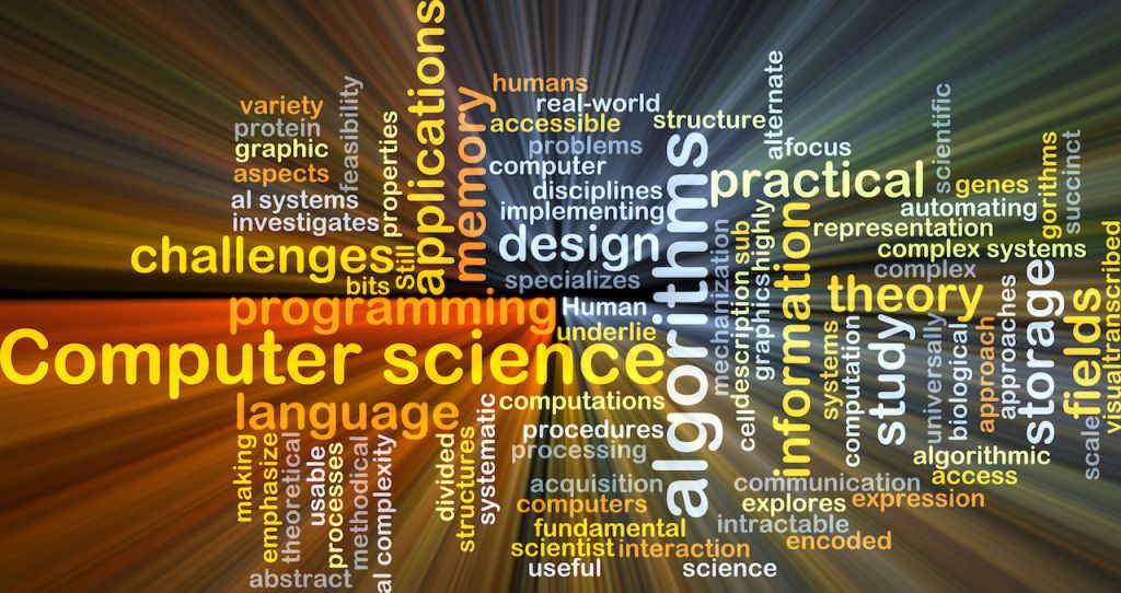 Computer science background concept glowing